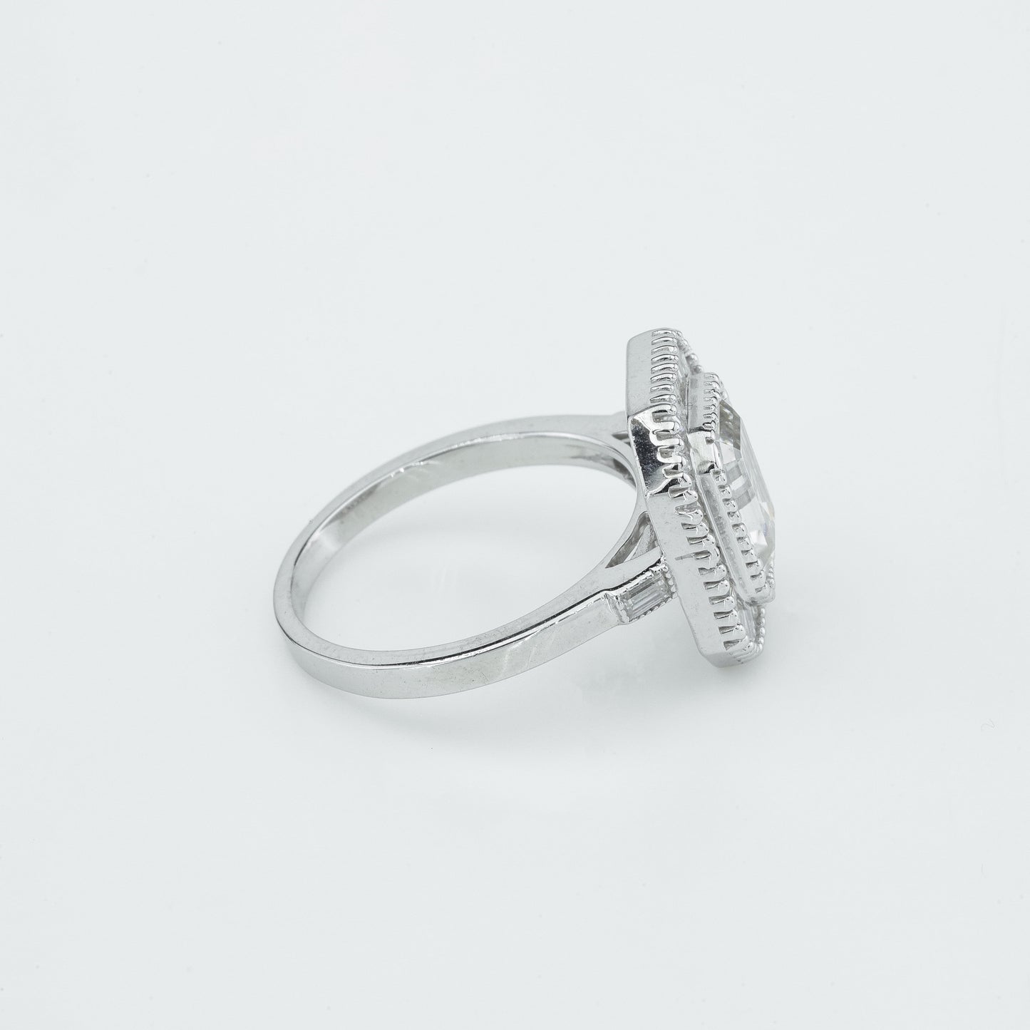 Emerald-Cut Diamond Halo Ring