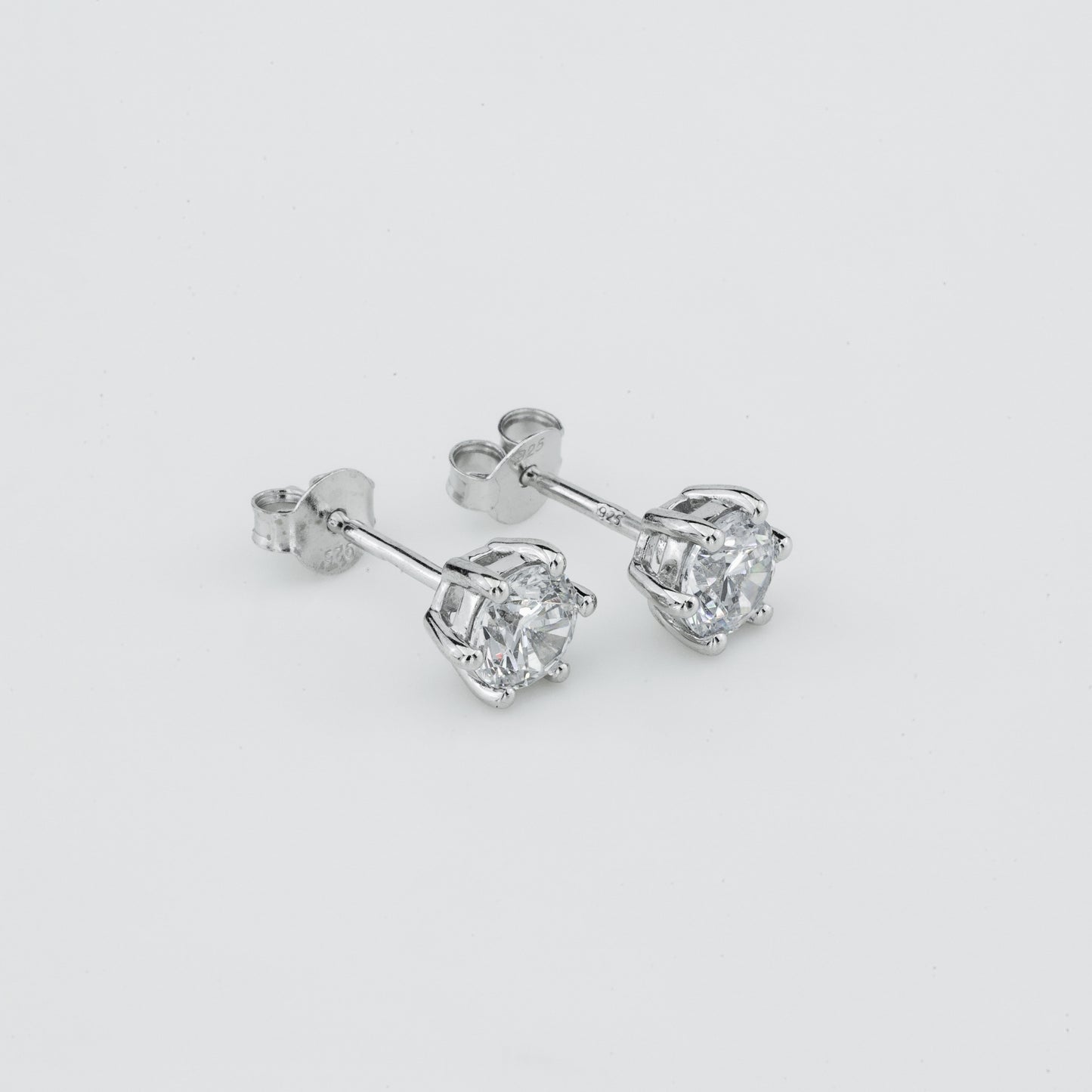 Six Prong Diamond Stud Earrings