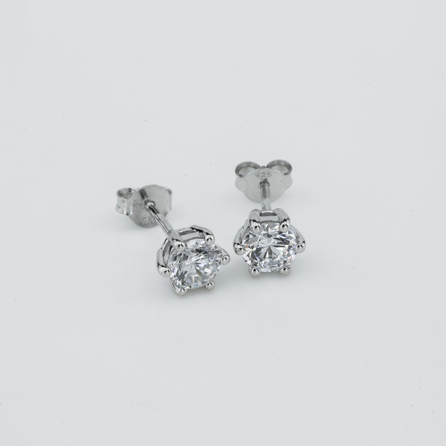Six Prong Diamond Stud Earrings