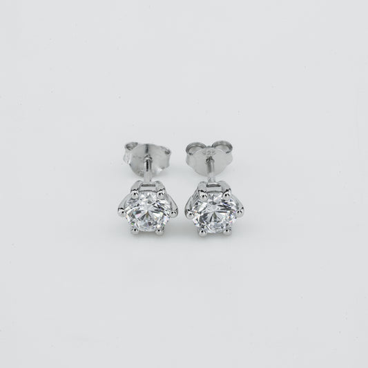 Six Prong Diamond Stud Earrings