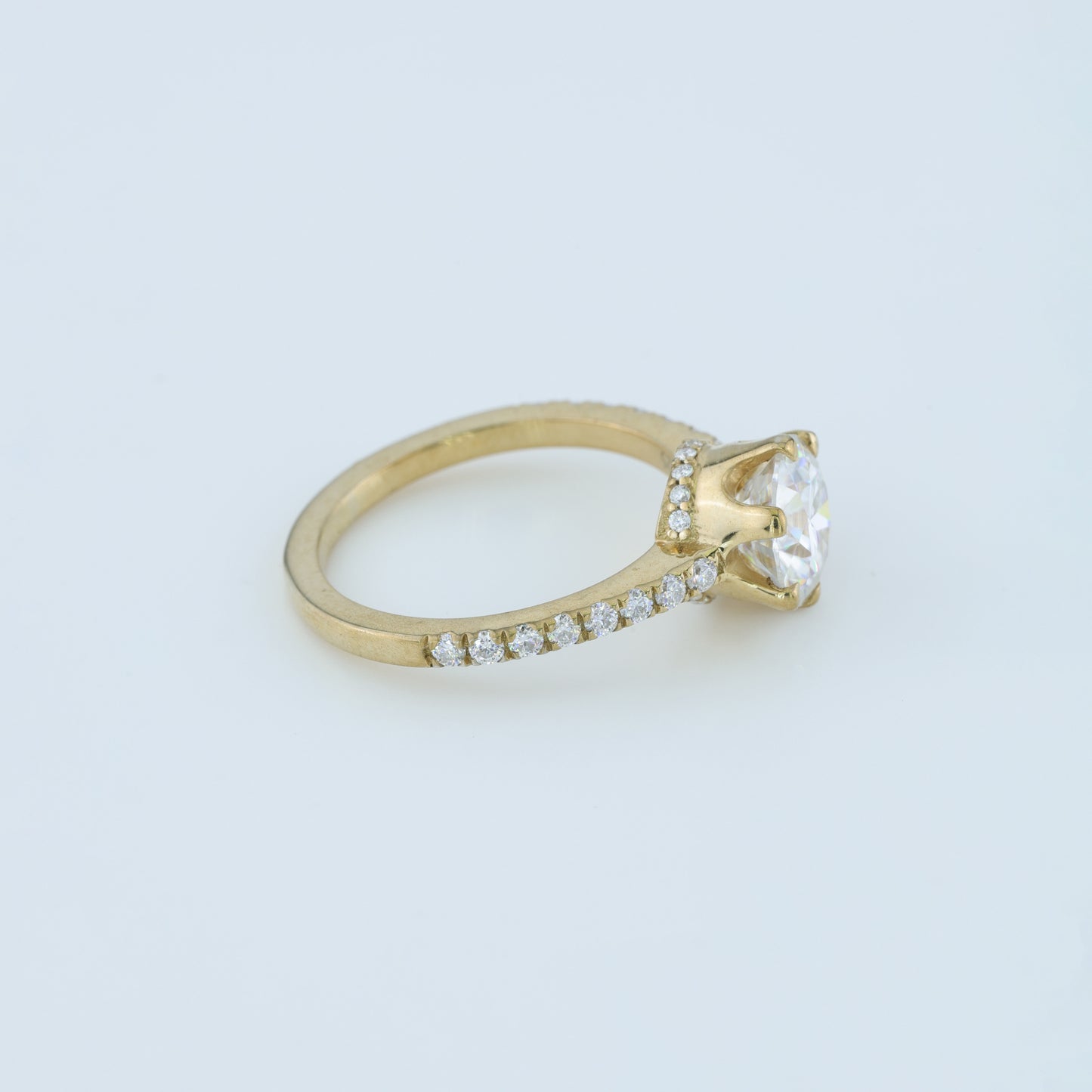Round Brilliant With Pave Solitaire Ring
