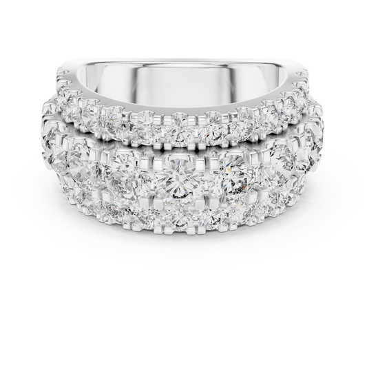 Three-Row Round Diamond Graduated Tier Ring