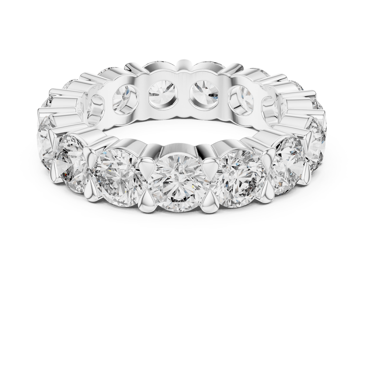 Round Brilliant Diamond Scalloped Shared-Prong Eternity Ring