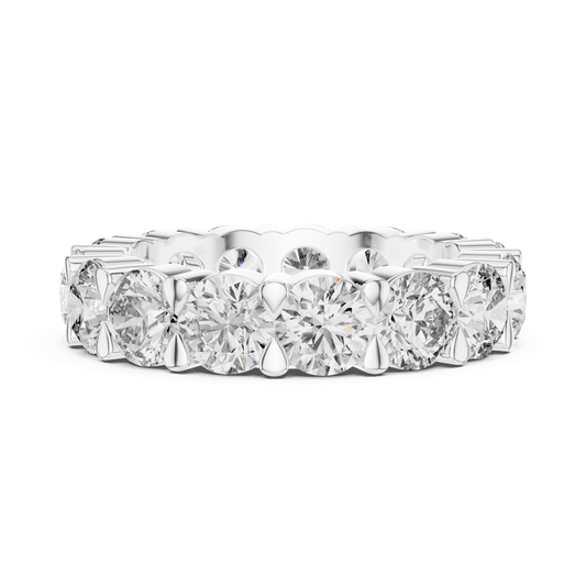 Round Brilliant Diamond Scalloped Shared-Prong Eternity Ring