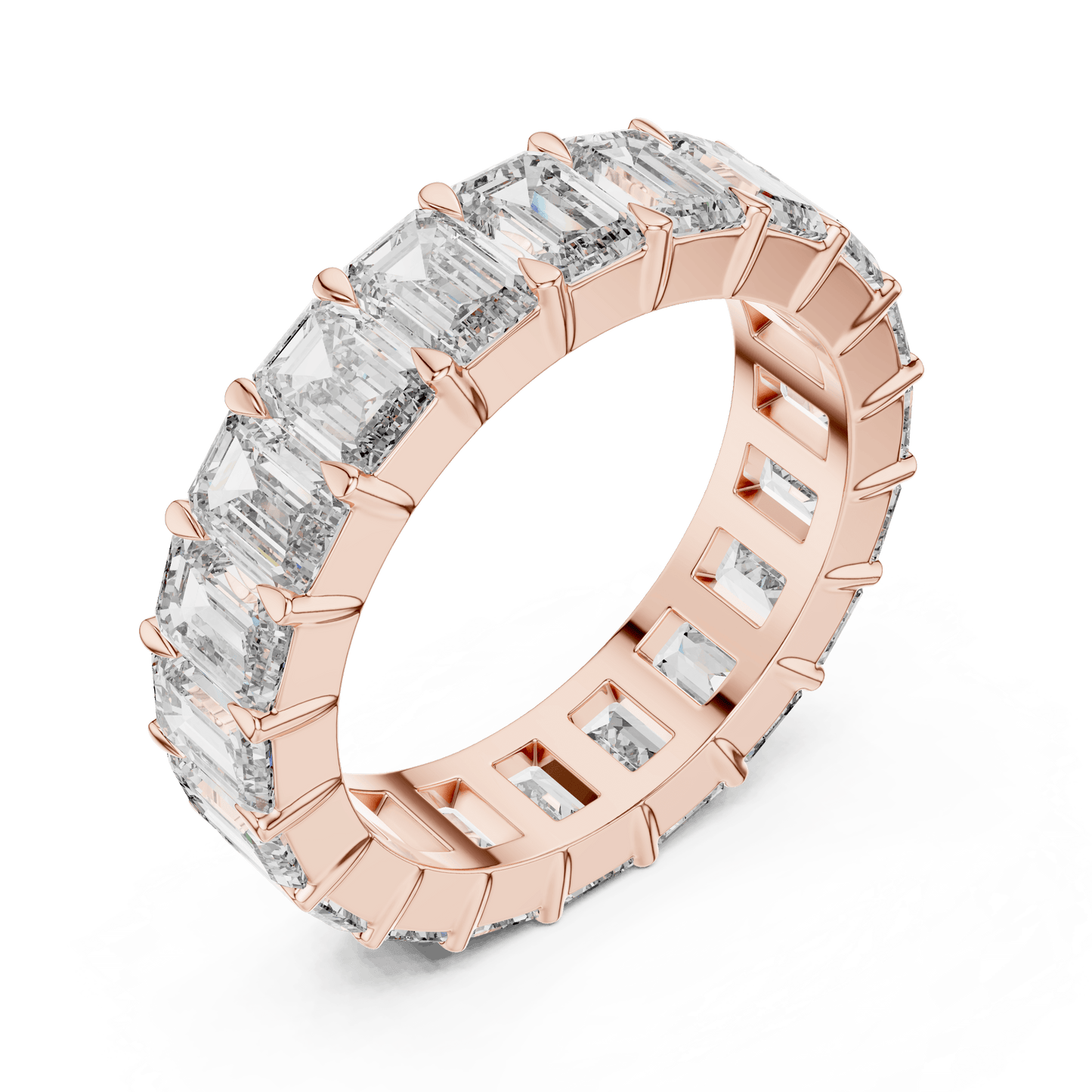 Shared Prong Emerald Cut Diamond Eternity Ring