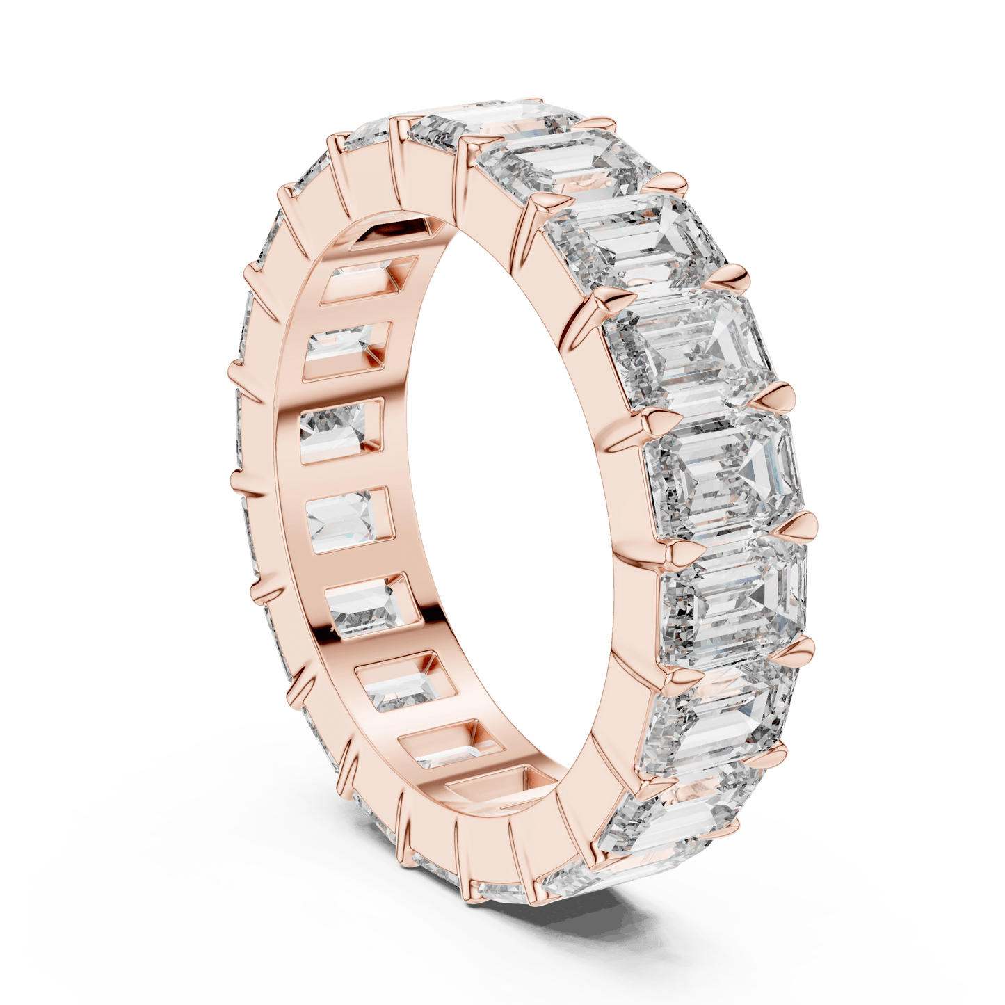 Shared Prong Emerald Cut Diamond Eternity Ring
