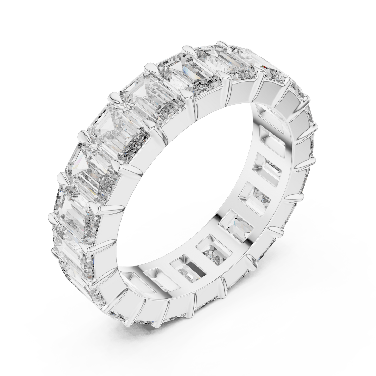 Shared Prong Emerald Cut Diamond Eternity Ring