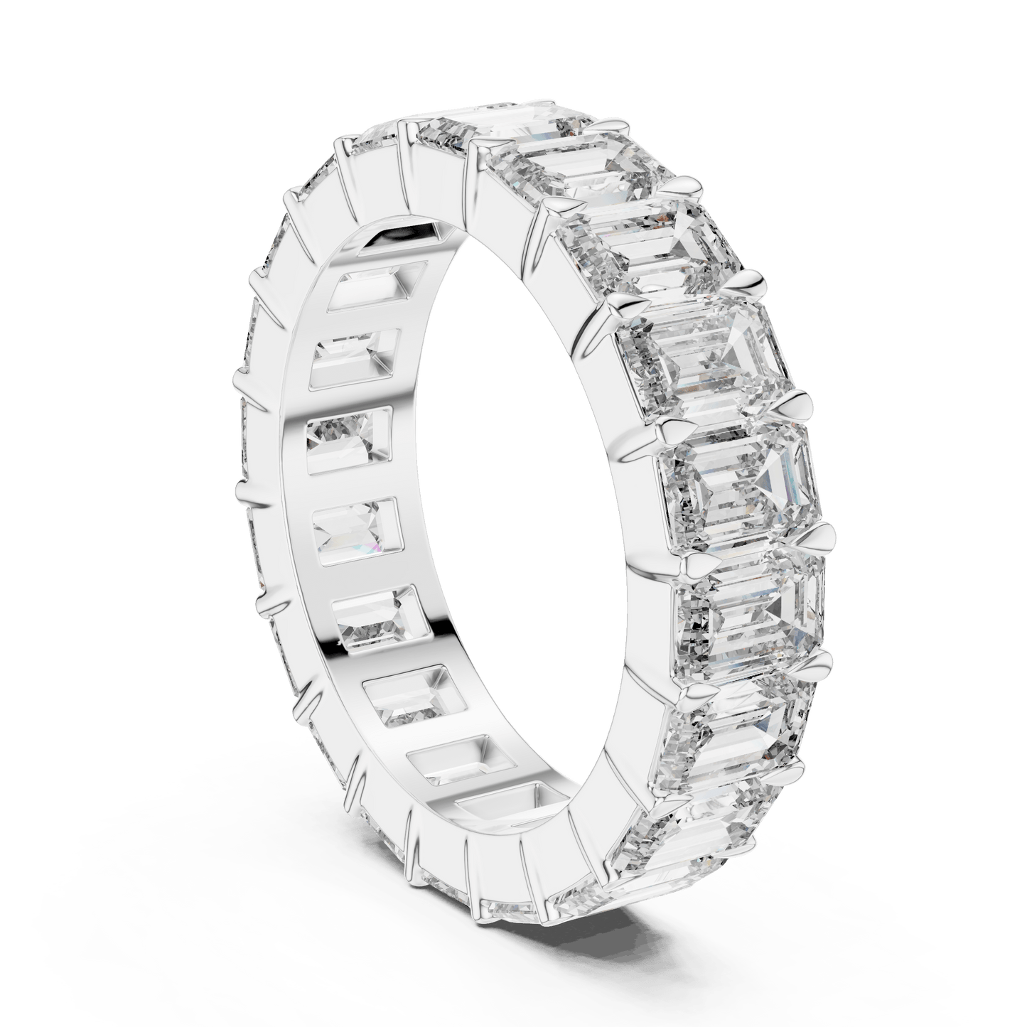 Shared Prong Emerald Cut Diamond Eternity Ring