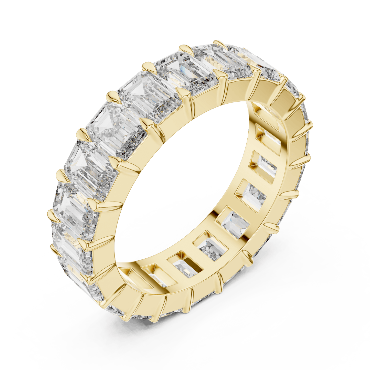 Shared Prong Emerald Cut Diamond Eternity Ring