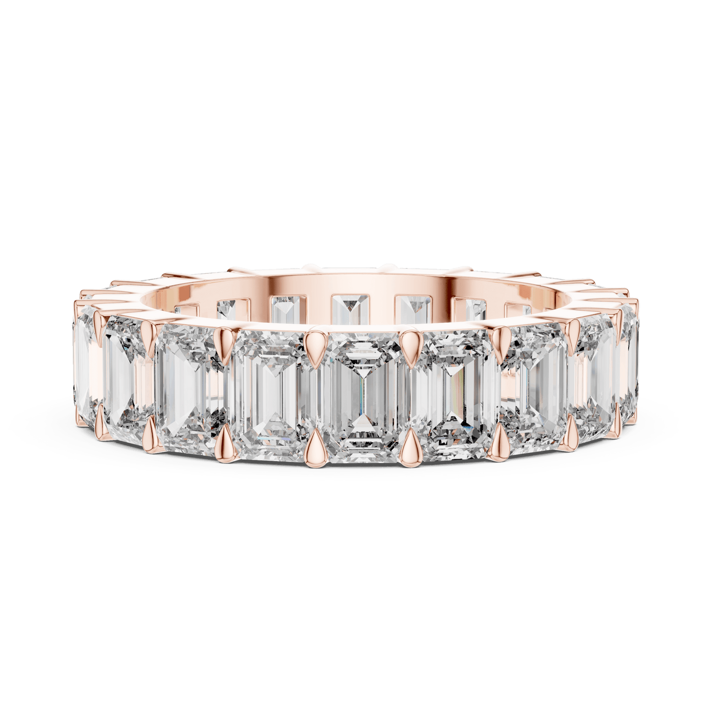 Shared Prong Emerald Cut Diamond Eternity Ring
