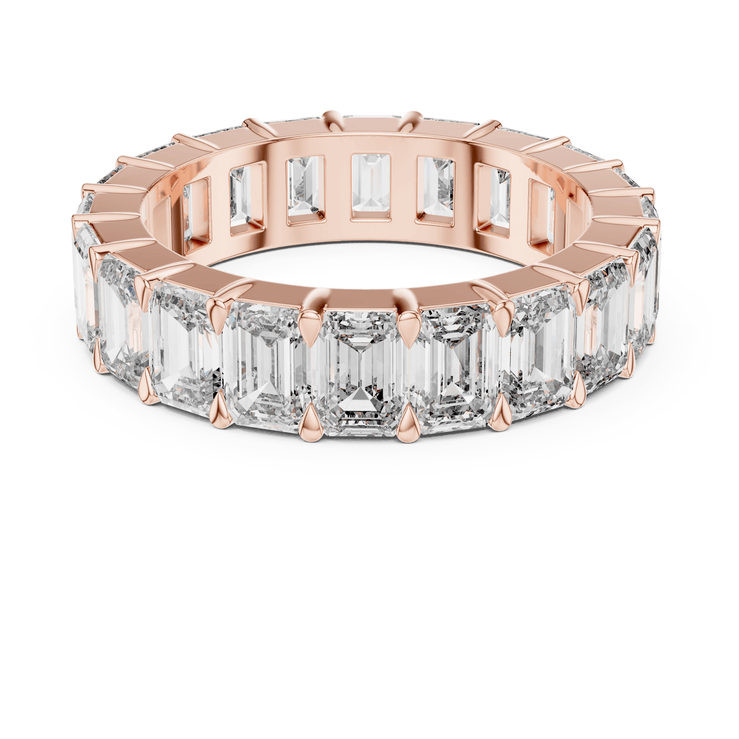 Shared Prong Emerald Cut Diamond Eternity Ring