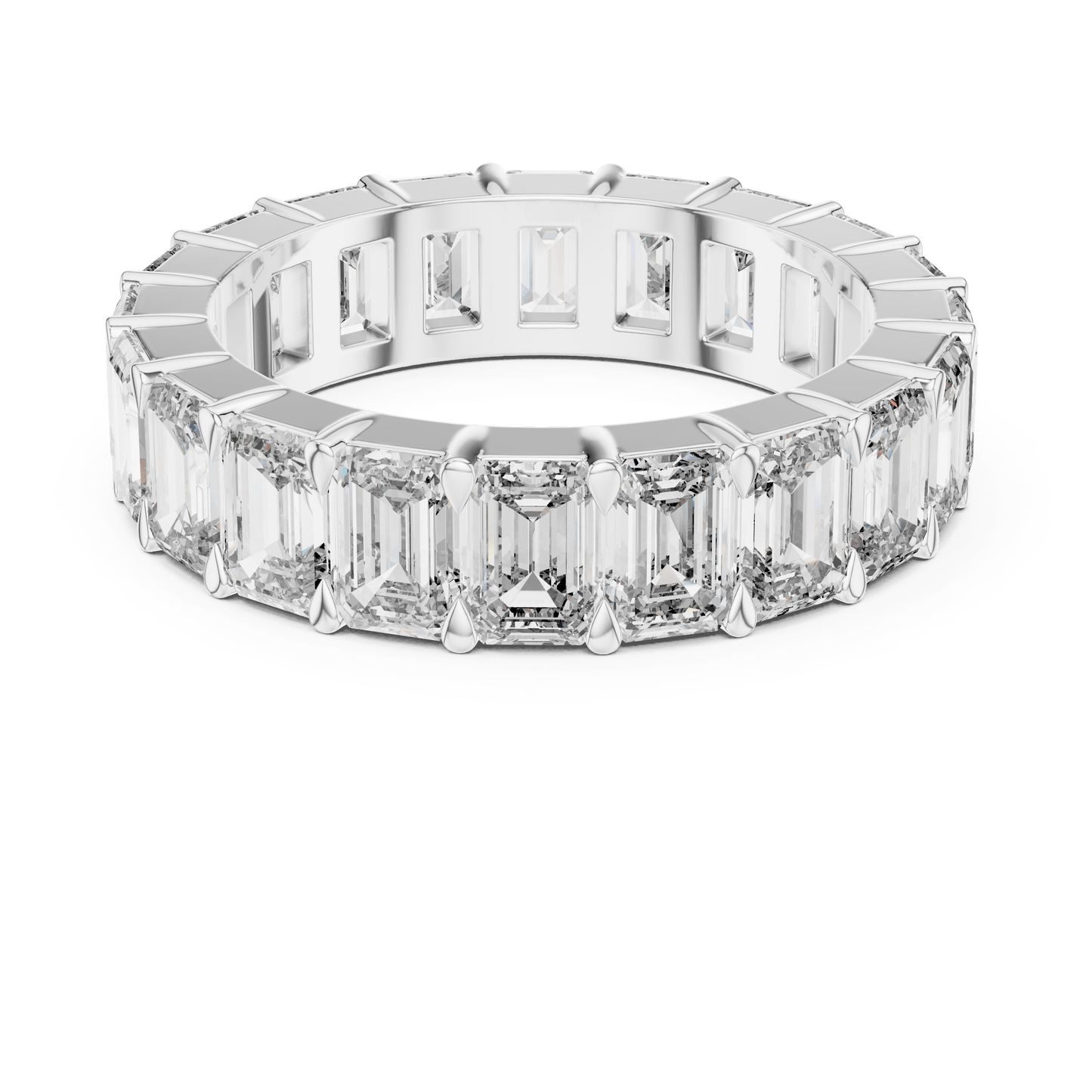 Shared Prong Emerald Cut Diamond Eternity Ring