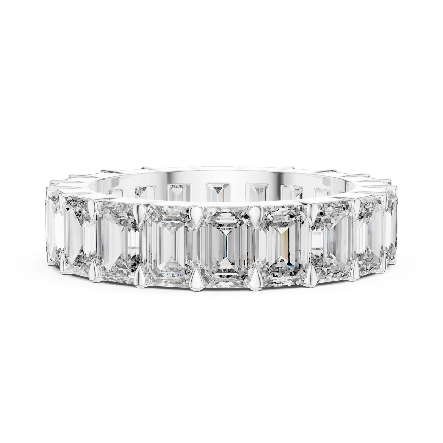 Shared Prong Emerald Cut Diamond Eternity Ring