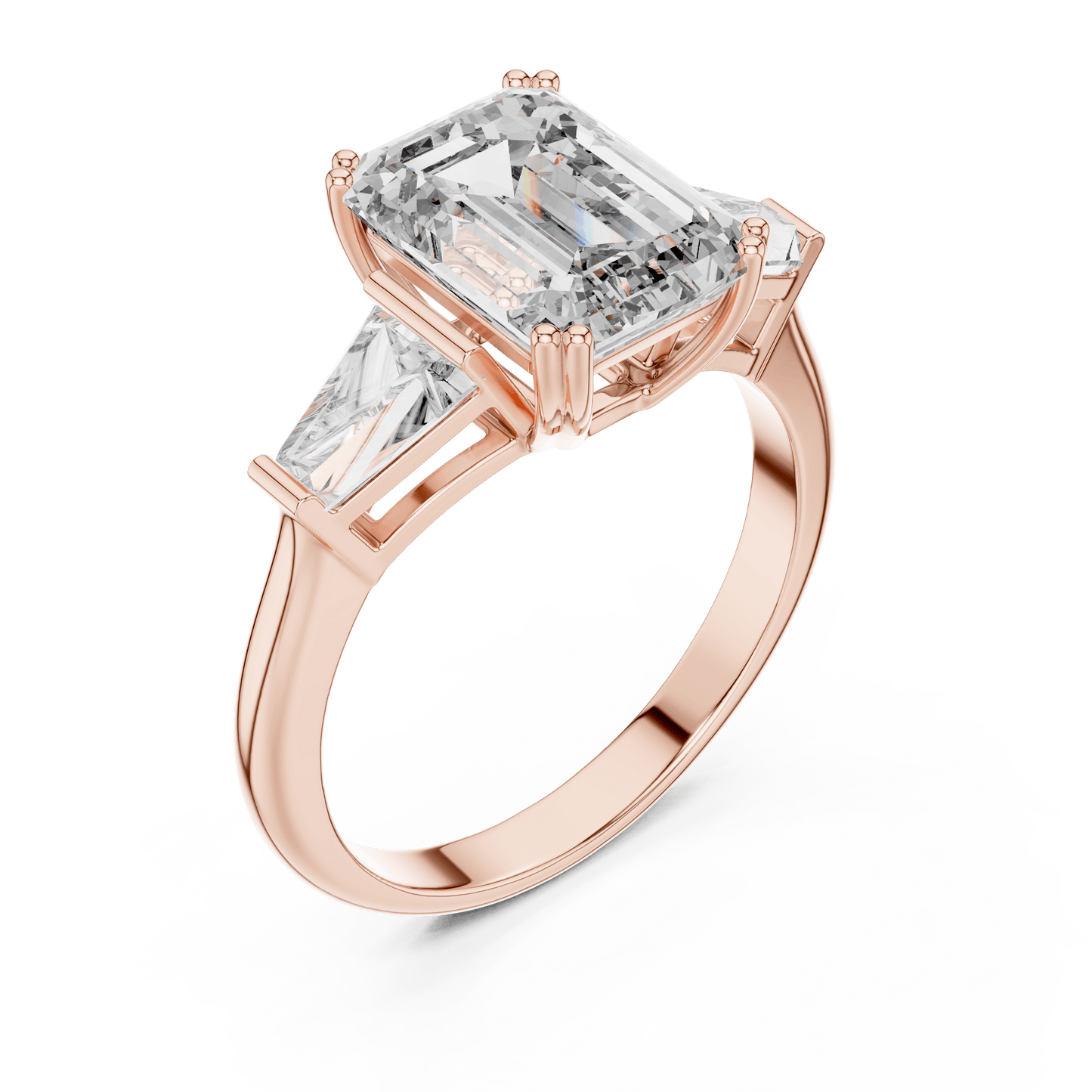 Emerald Cut Diamond Engagement Ring with Side Stones