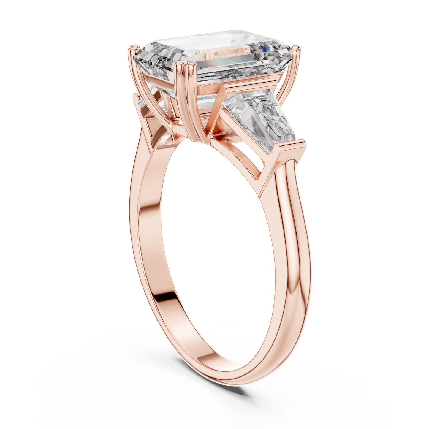 Emerald Cut Diamond Engagement Ring with Side Stones