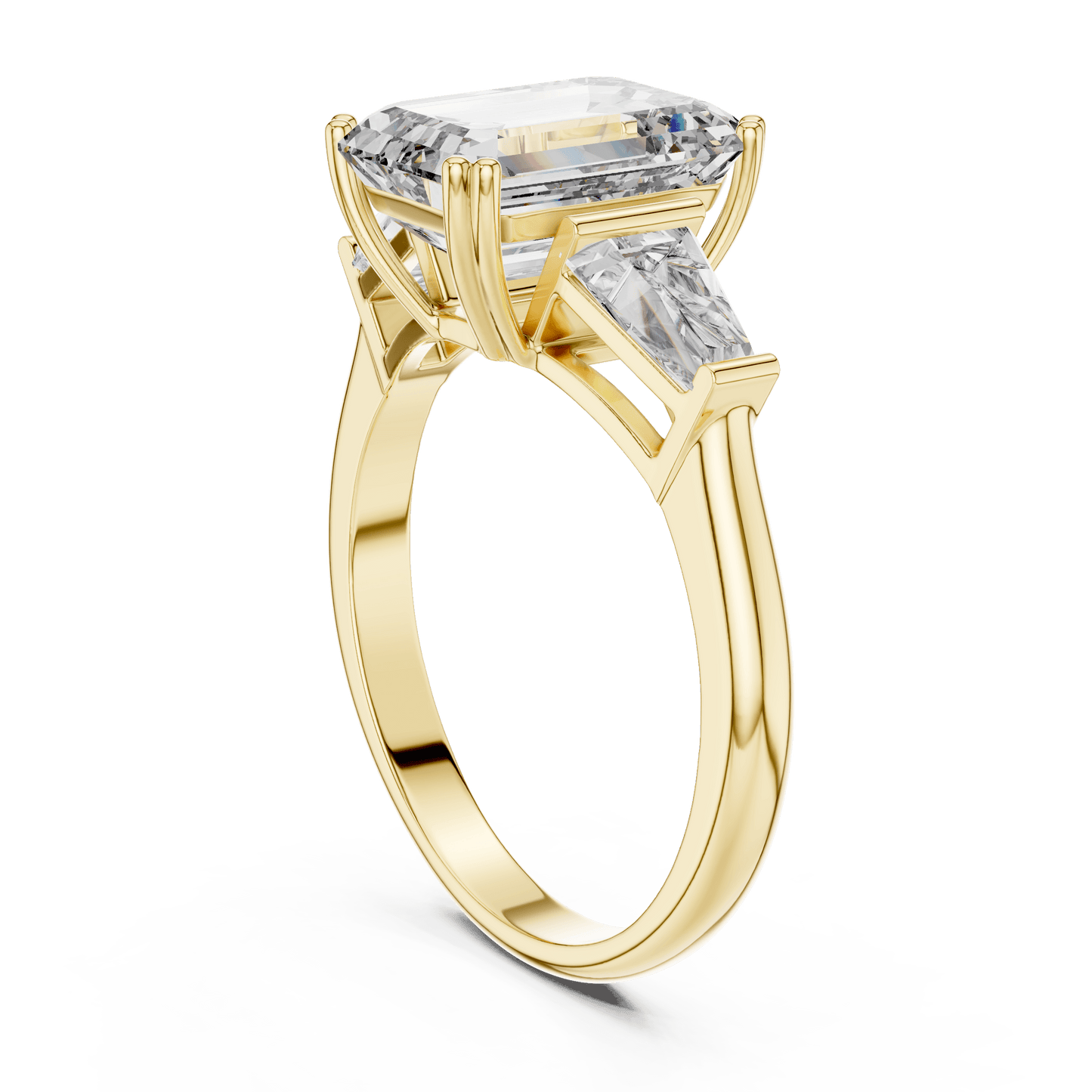 Emerald Cut Diamond Engagement Ring with Side Stones