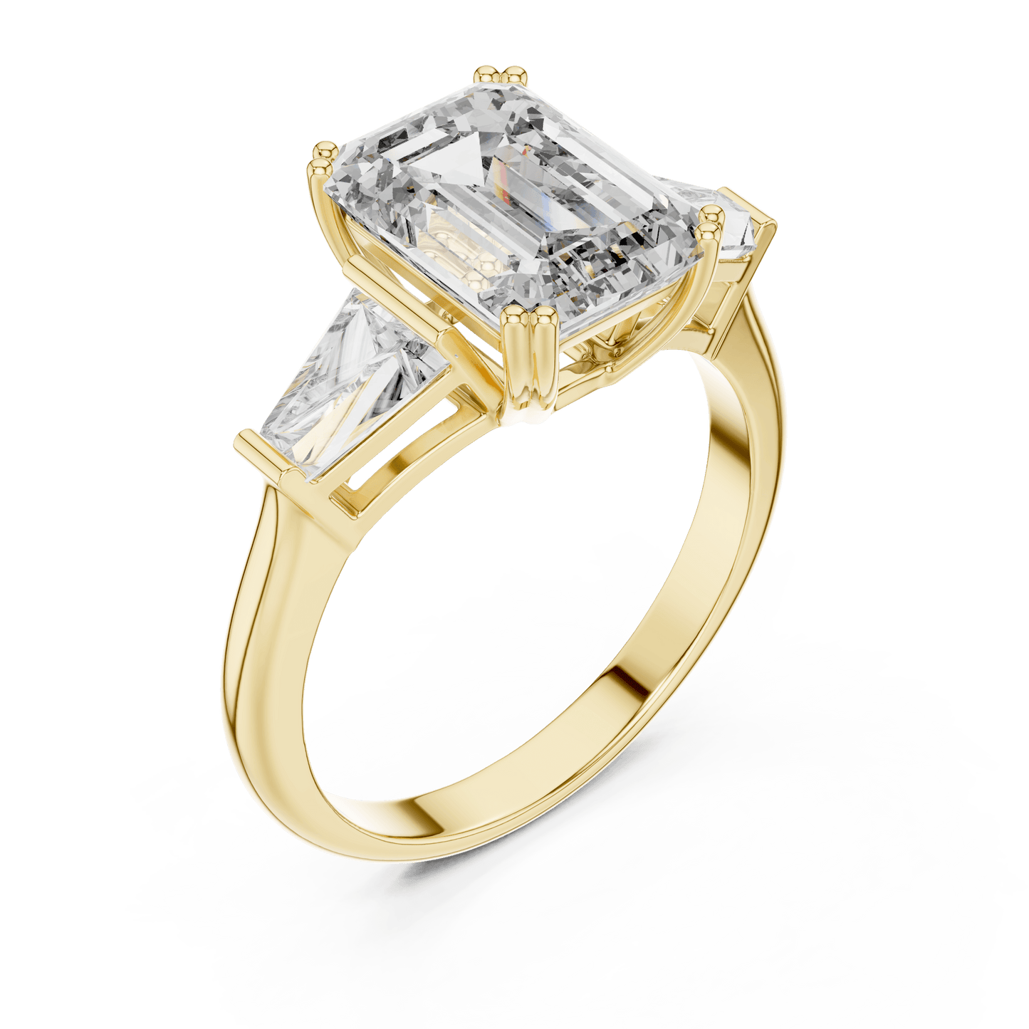 Emerald Cut Diamond Engagement Ring with Side Stones