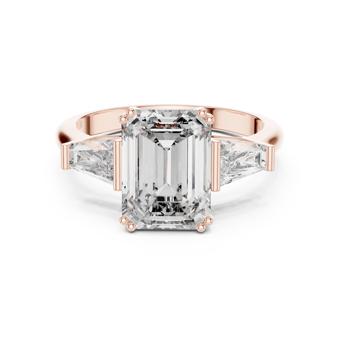 Emerald Cut Diamond Engagement Ring with Side Stones
