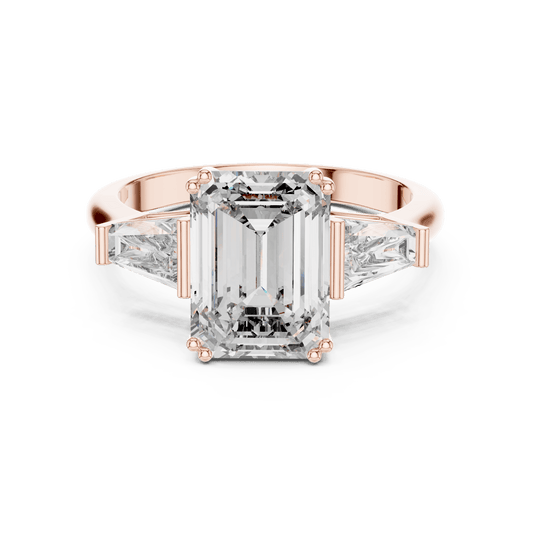 Emerald Cut Diamond Engagement Ring with Side Stones