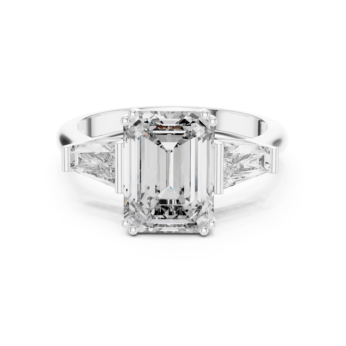 Emerald Cut Diamond Engagement Ring with Side Stones