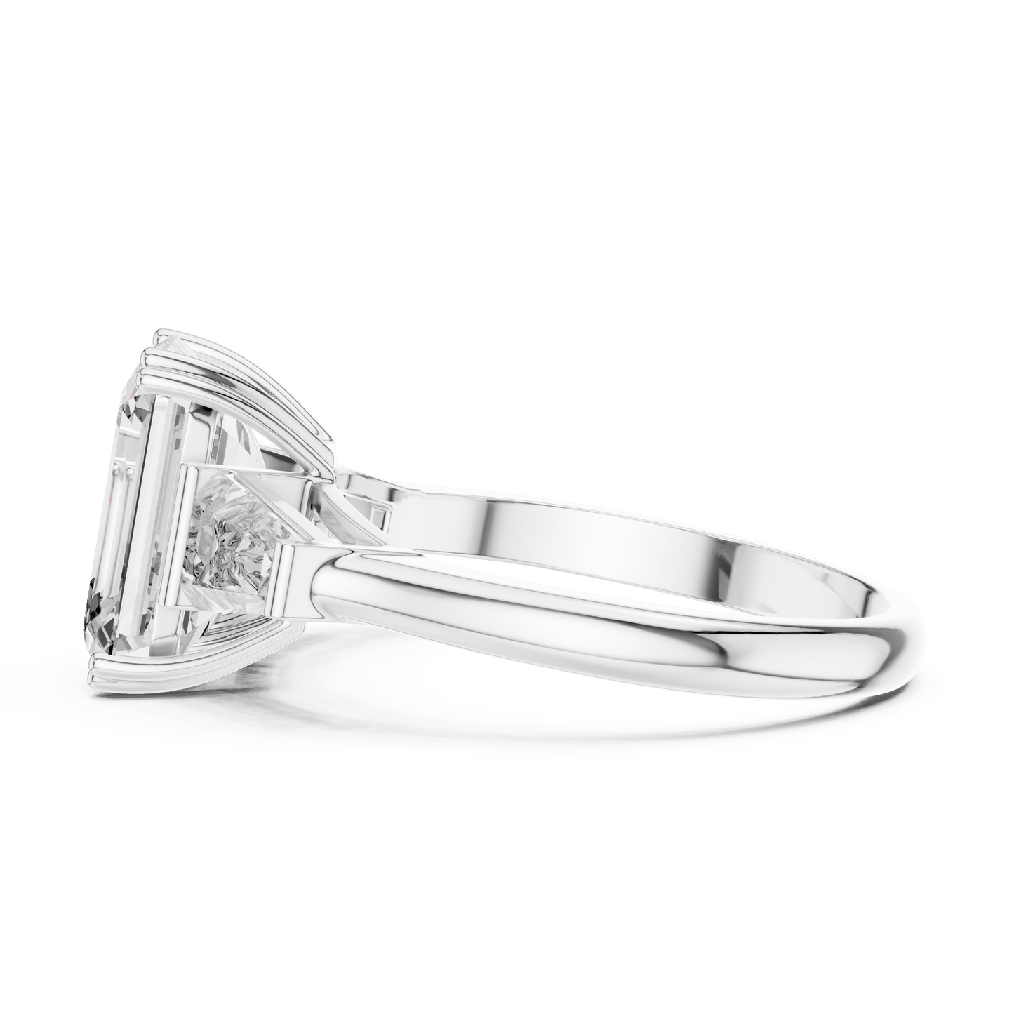 Emerald Cut Diamond Engagement Ring with Side Stones