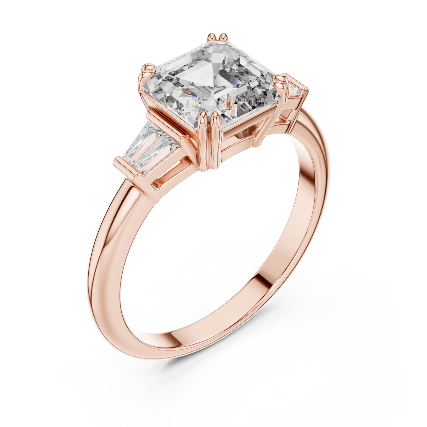 Asscher Cut Diamond Ring with Tapered Baguettes