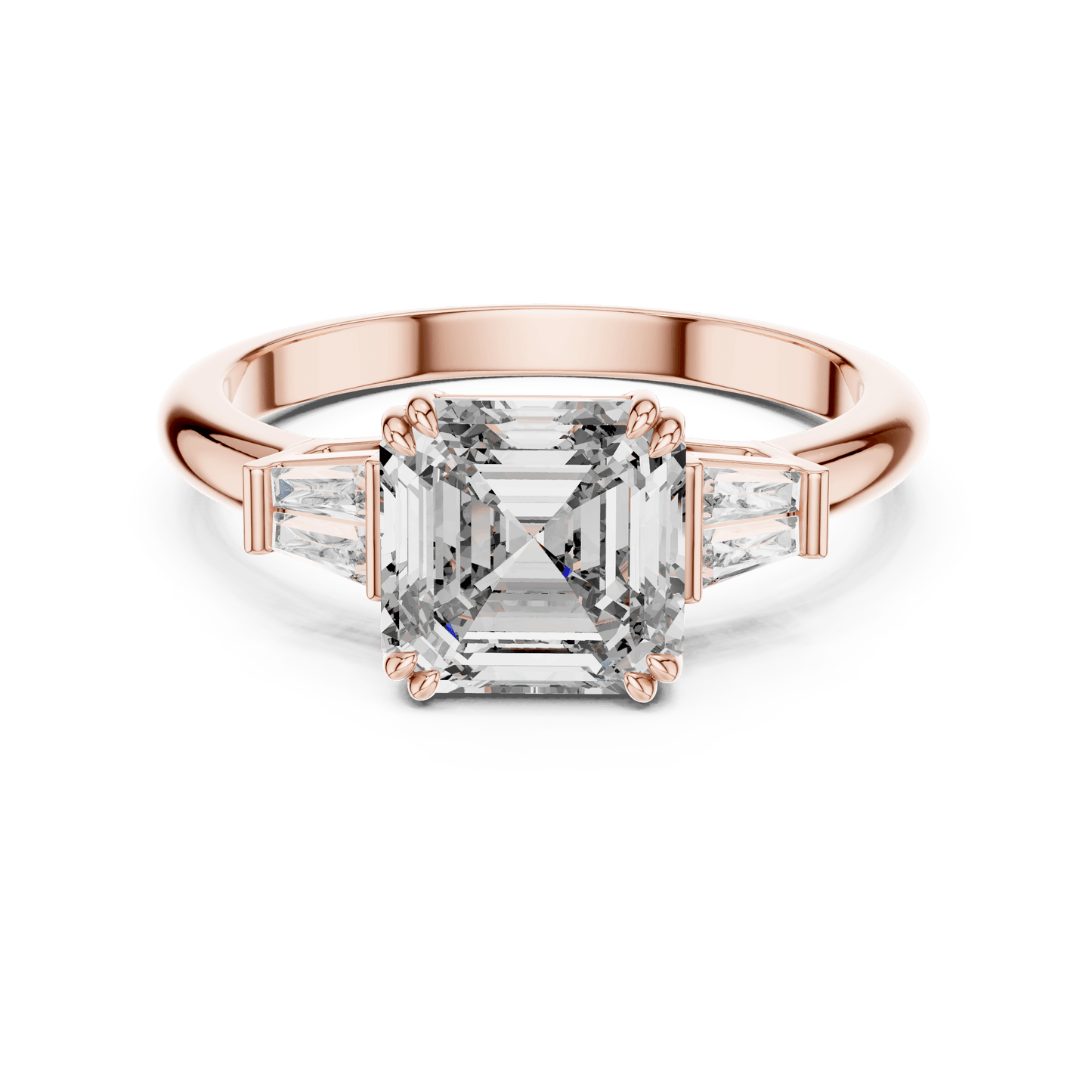 Three Stone Princess and Baguette Diamond Ring
