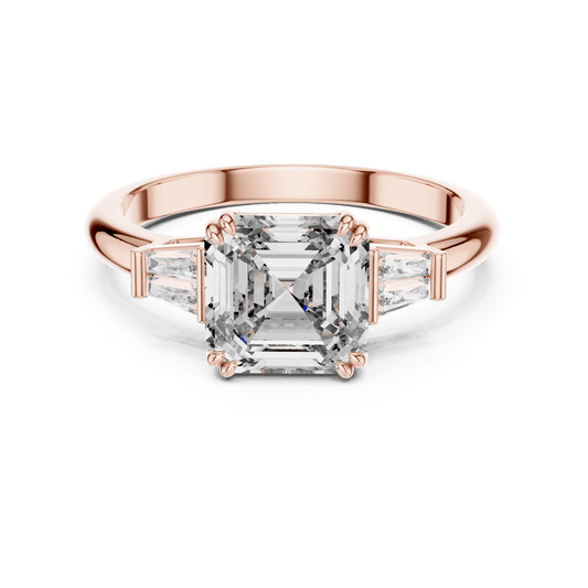 Asscher Cut Diamond Ring with Tapered Baguettes