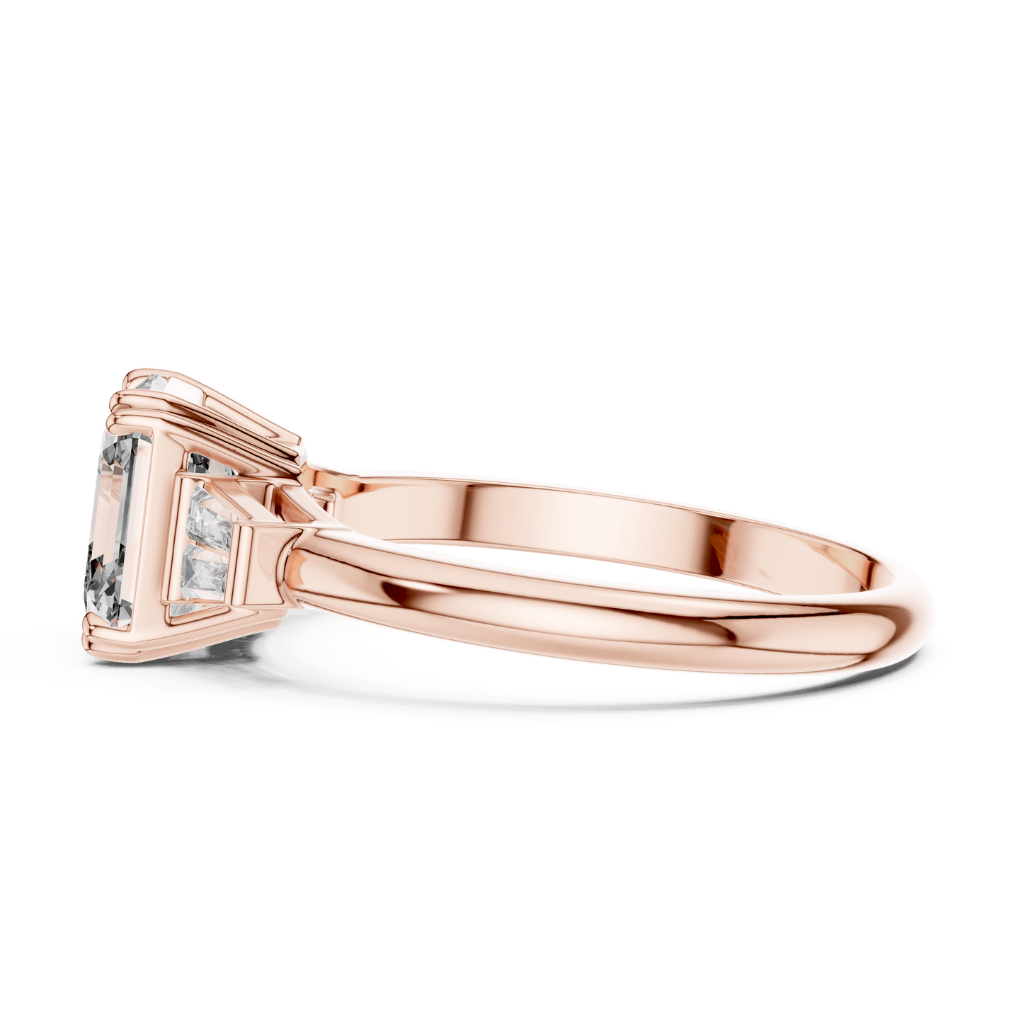 Three Stone Princess and Baguette Diamond Ring