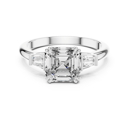 Three Stone Princess and Baguette Diamond Ring