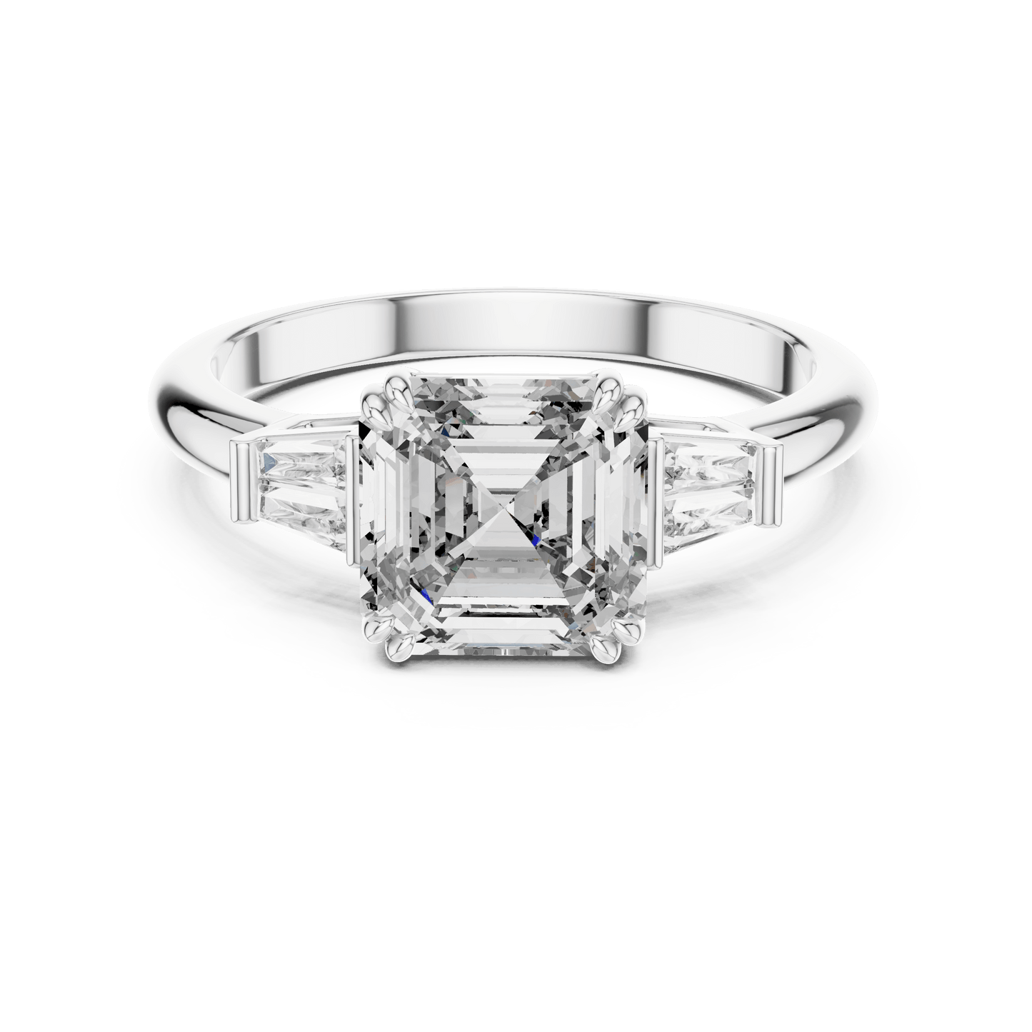 Asscher Cut Diamond Ring with Tapered Baguettes