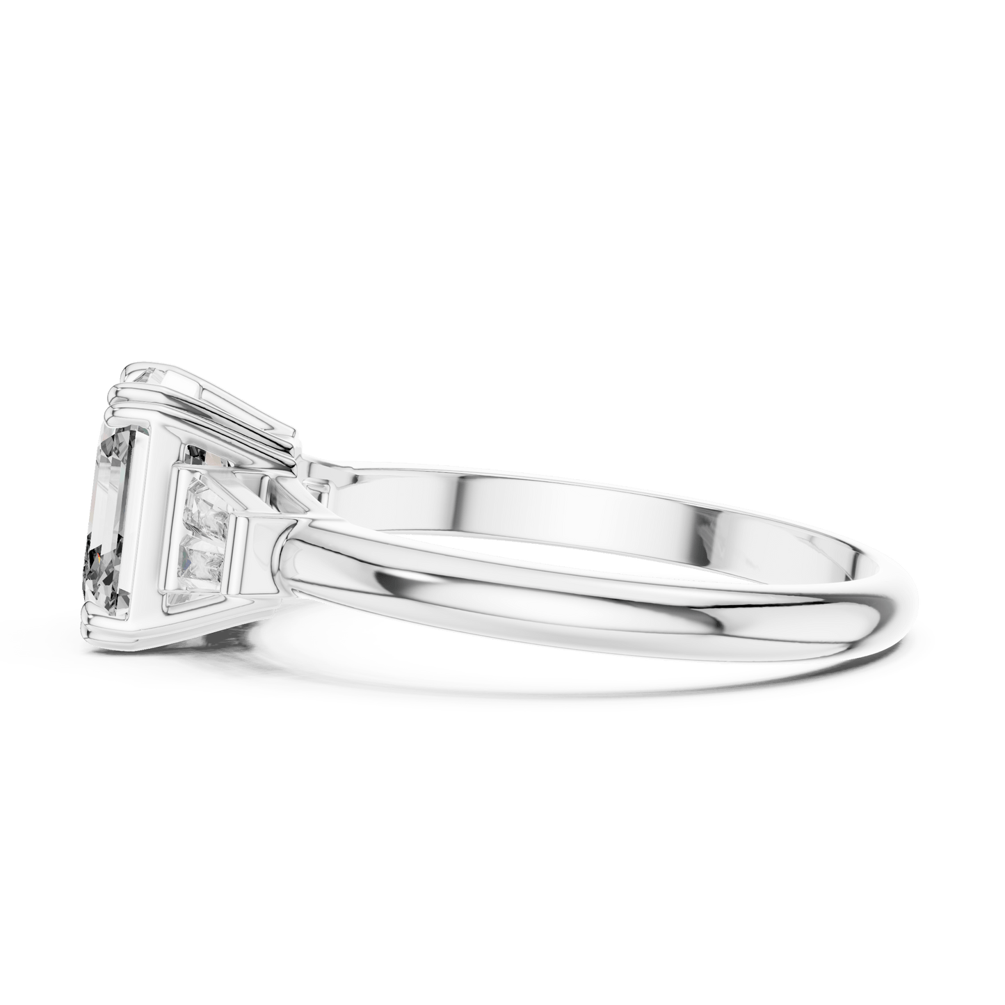 Three Stone Princess and Baguette Diamond Ring