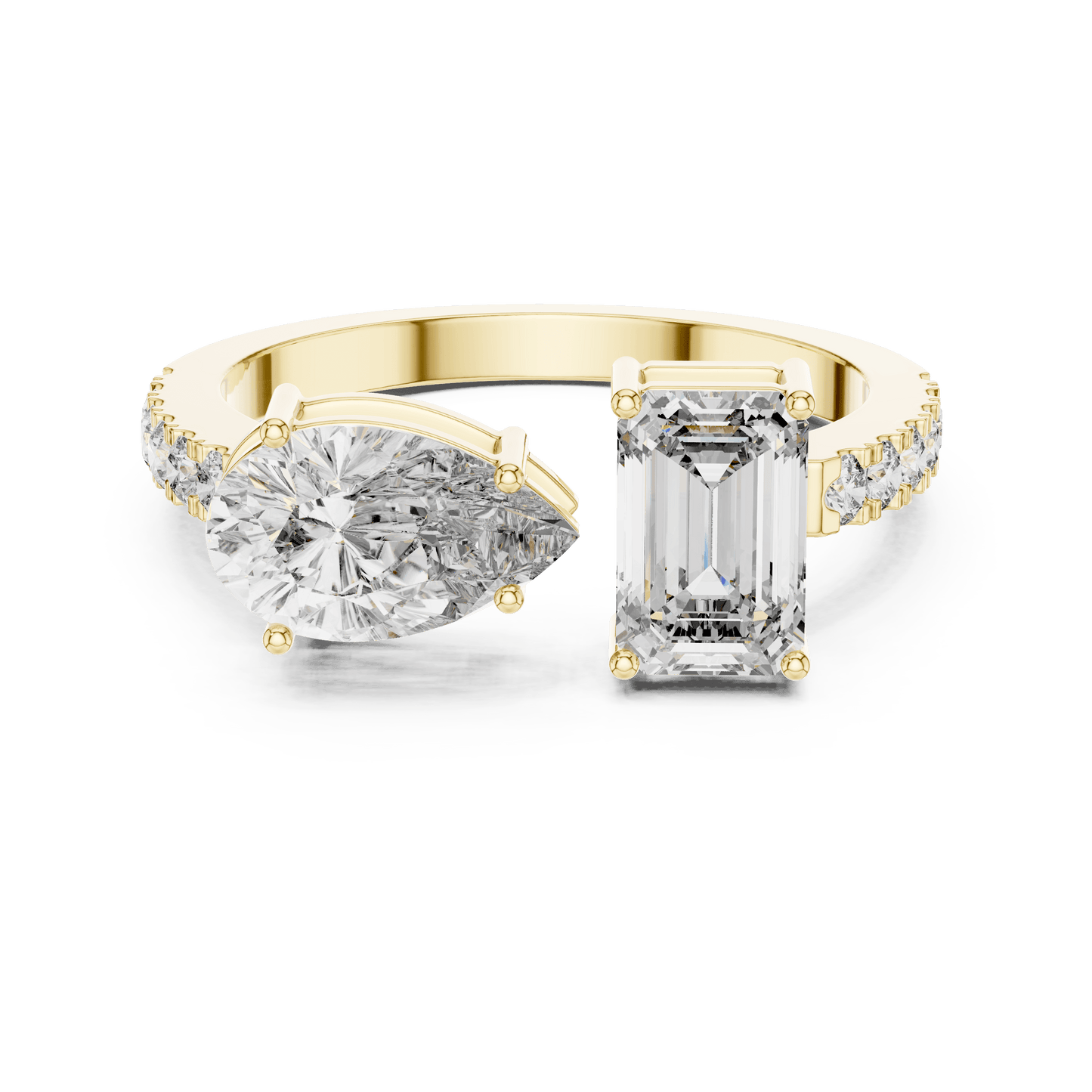 Toi et Moi Pear and Emerald Cut Diamond Ring
