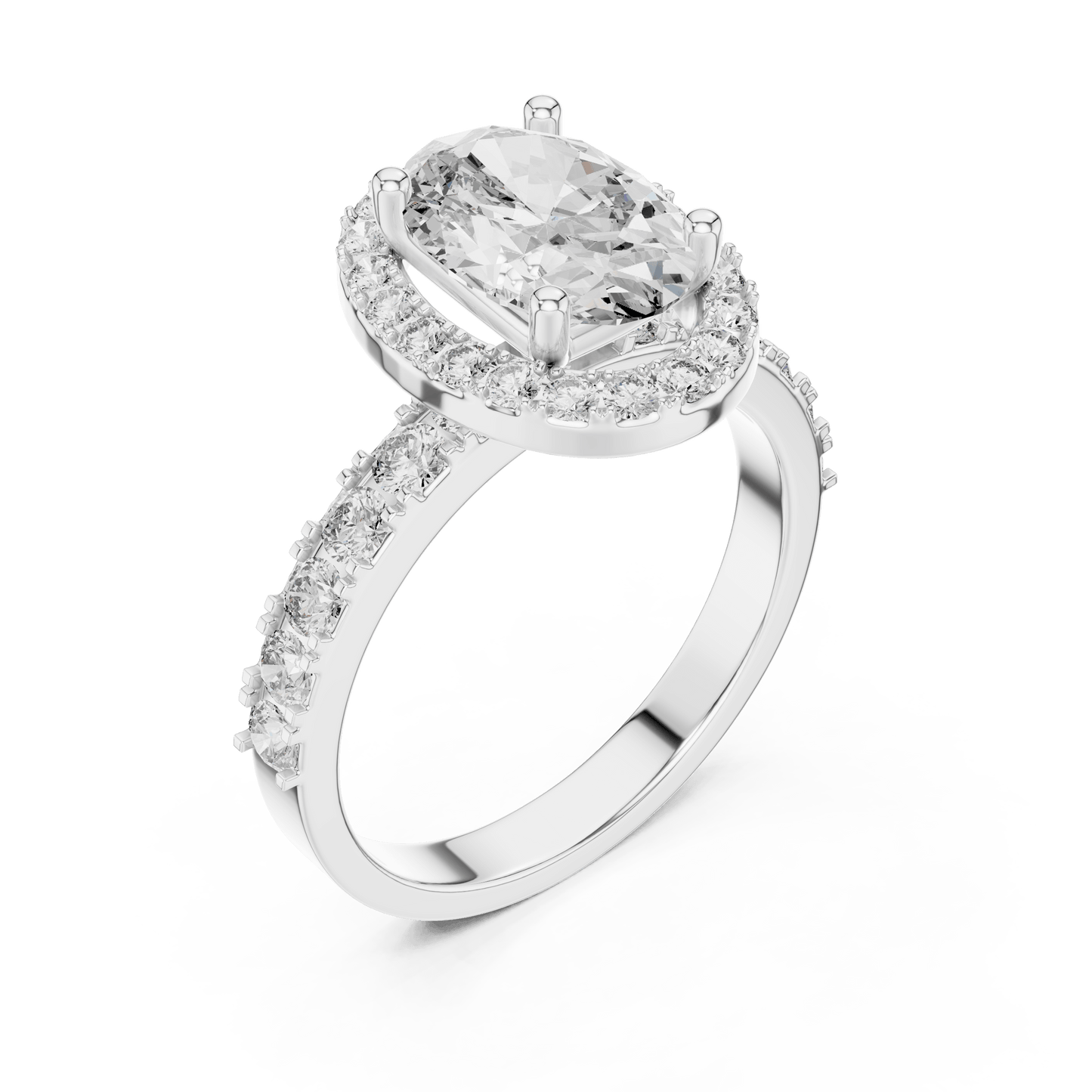 Classic Oval Cut Halo Engagement Ring