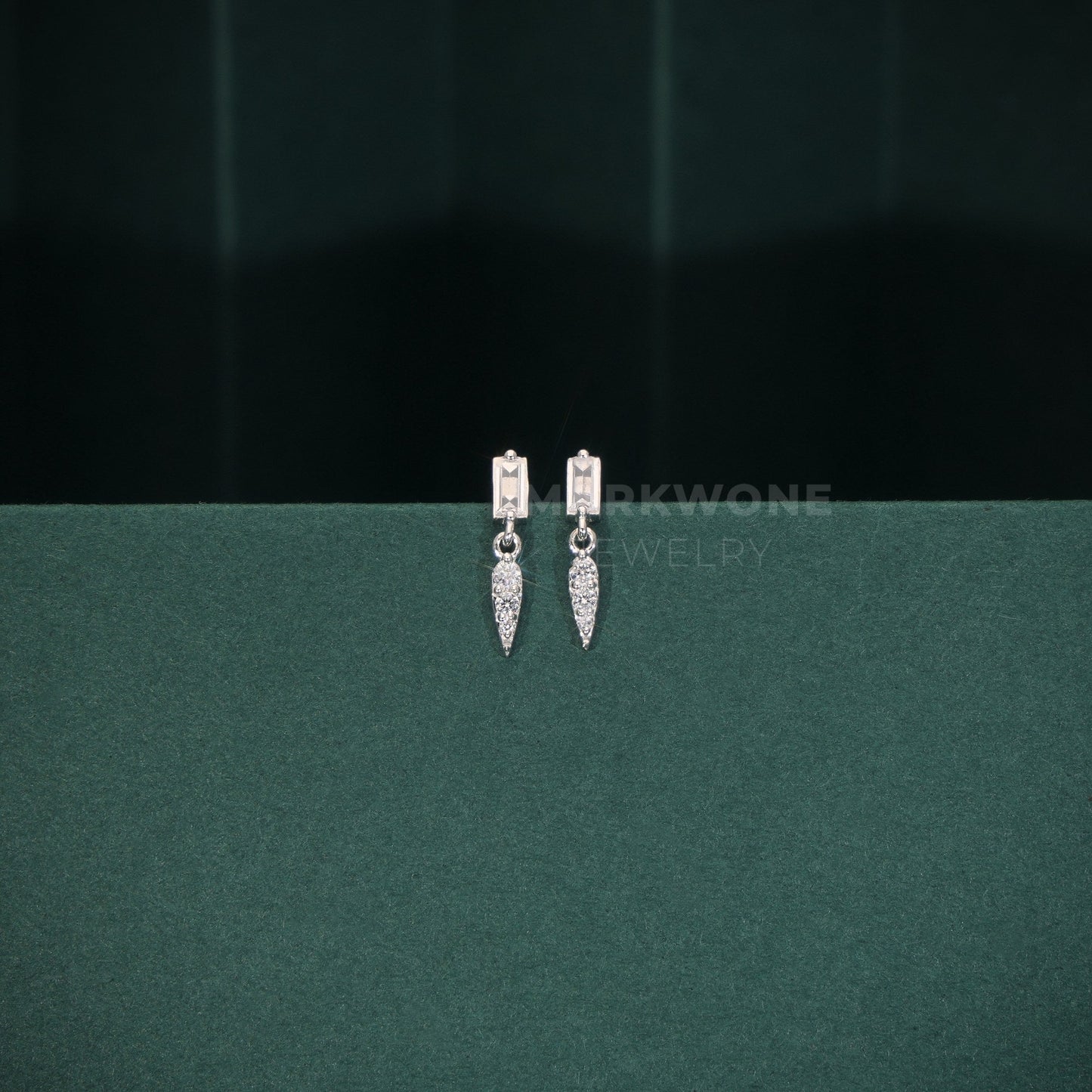 Diamond Key-Shaped Drop Earrings