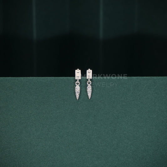 Diamond Key-Shaped Drop Earrings