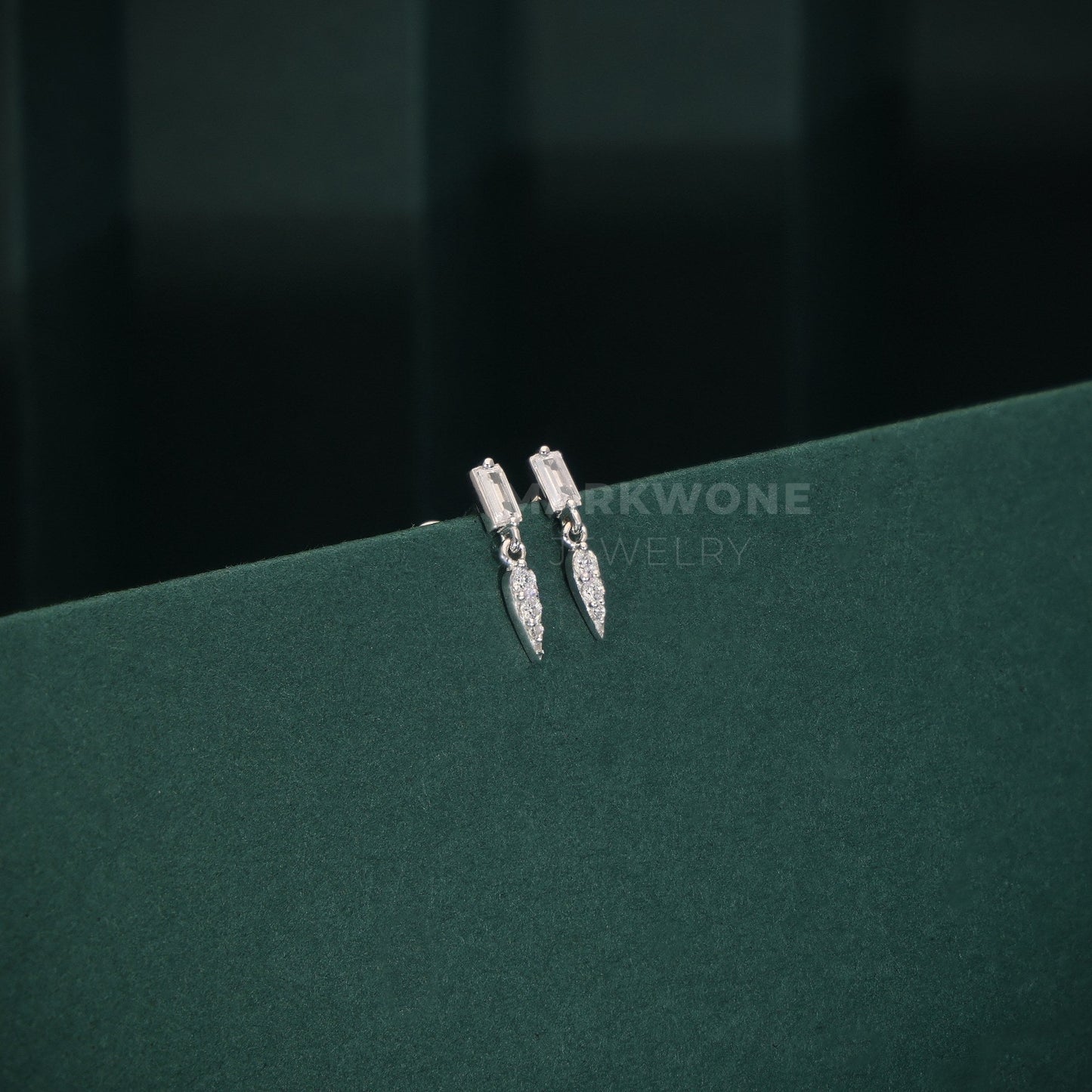 Diamond Key-Shaped Drop Earrings