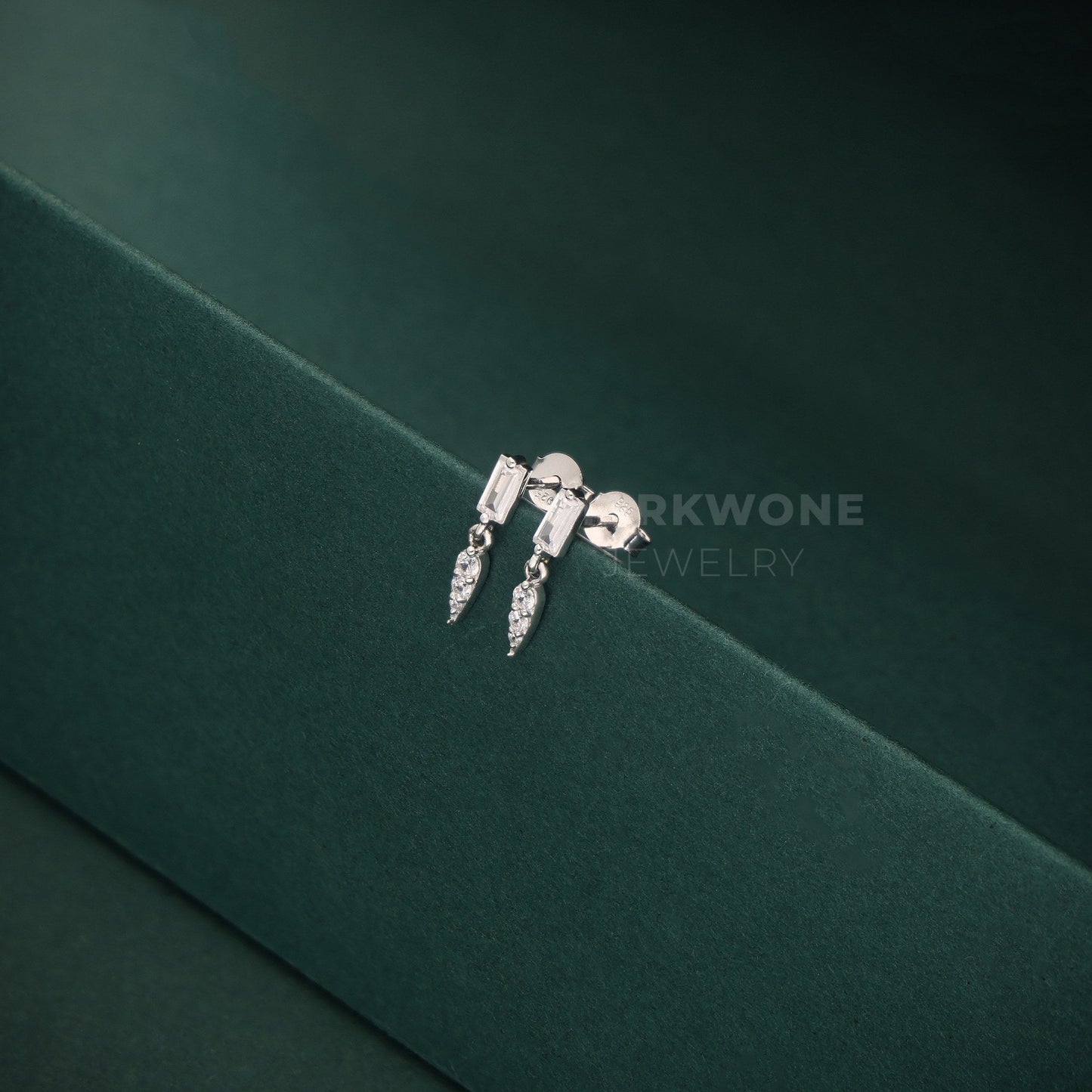 Diamond Key-Shaped Drop Earrings