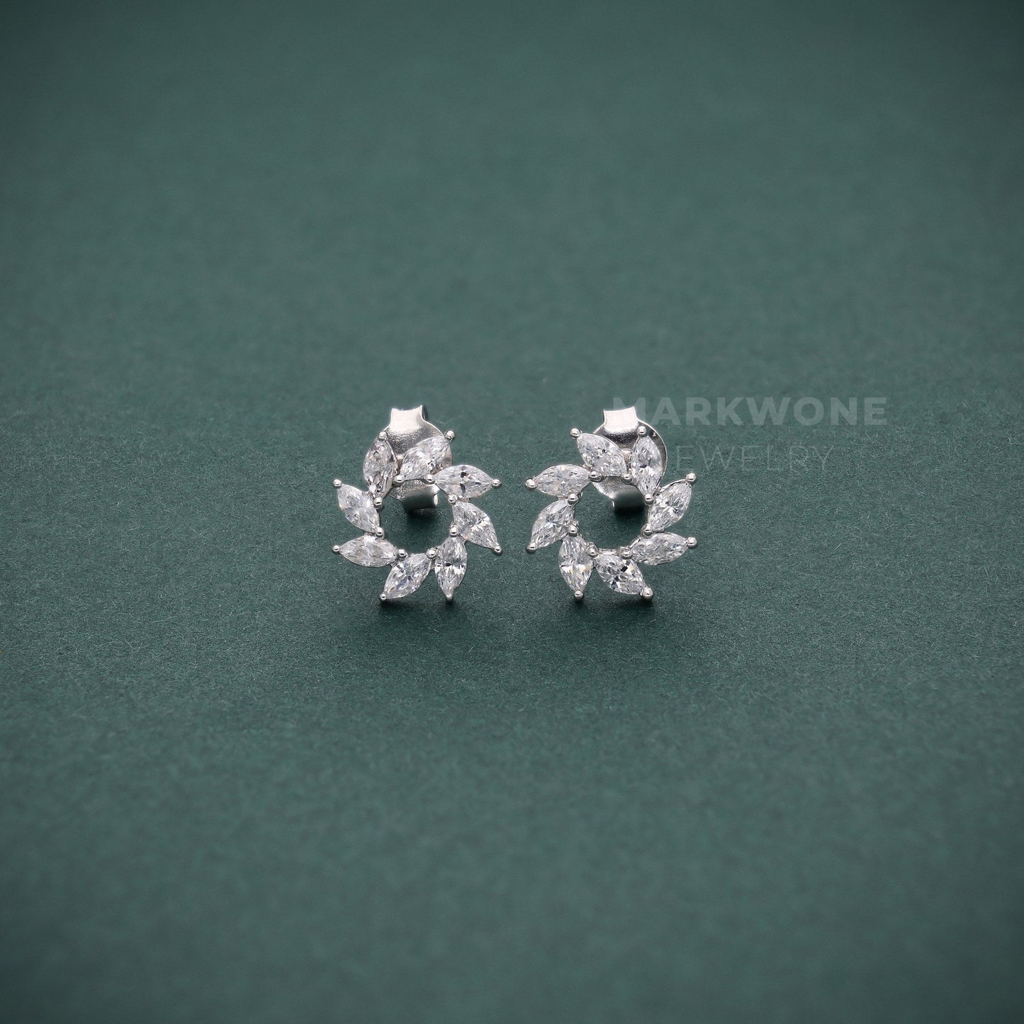 Marquise Diamond Floral Cluster Earrings