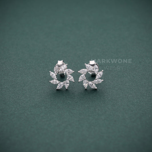 Marquise Diamond Floral Cluster Earrings