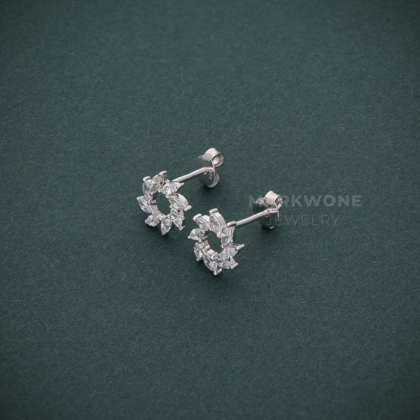 Marquise Diamond Floral Cluster Earrings