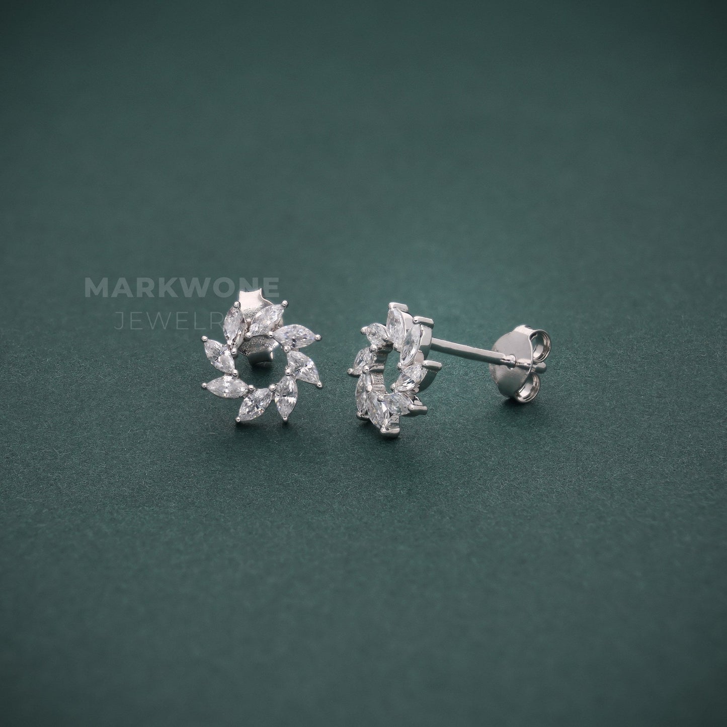 Marquise Diamond Floral Cluster Earrings