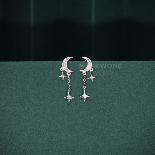 Tiny Moon Star Earrings