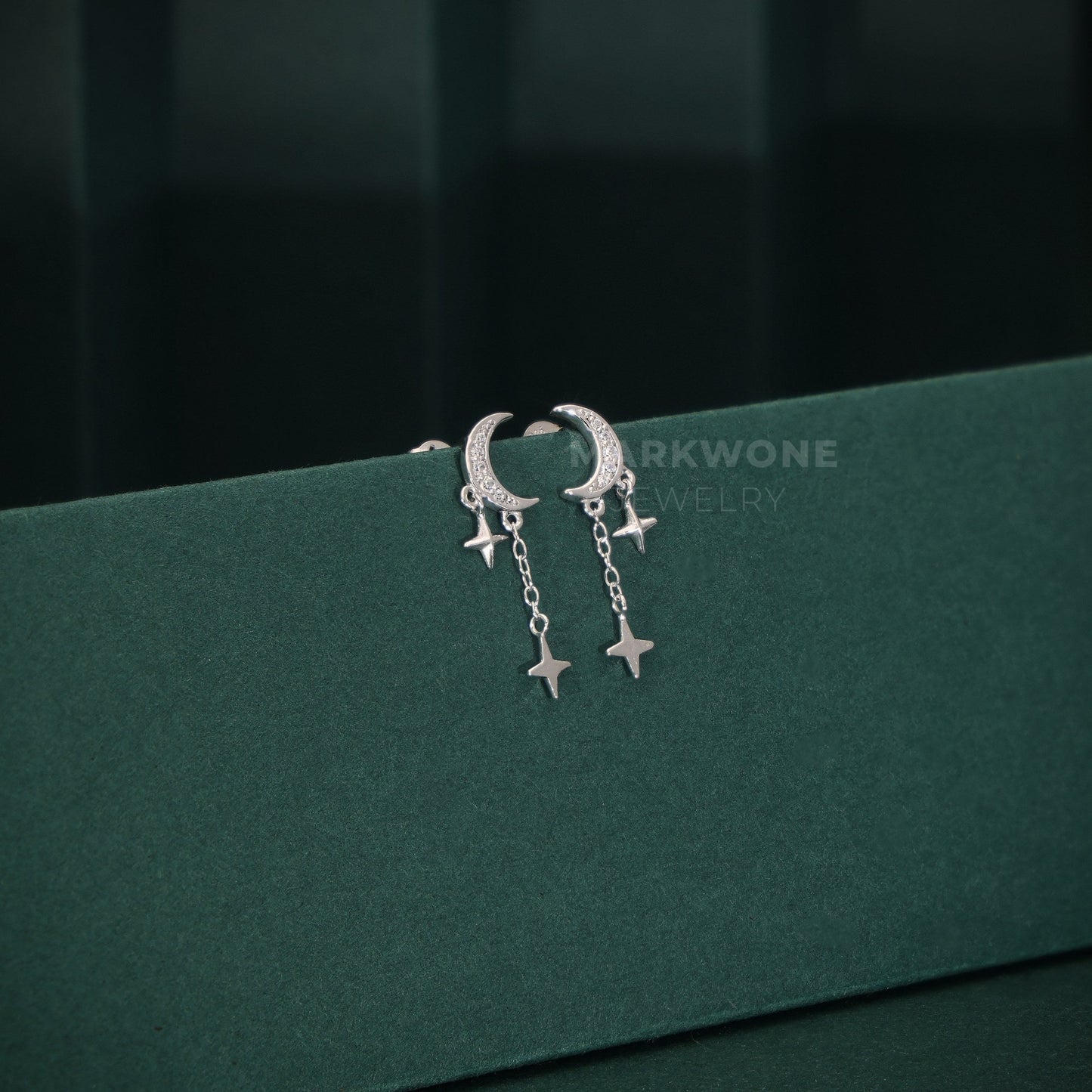 Tiny Moon Star Earrings