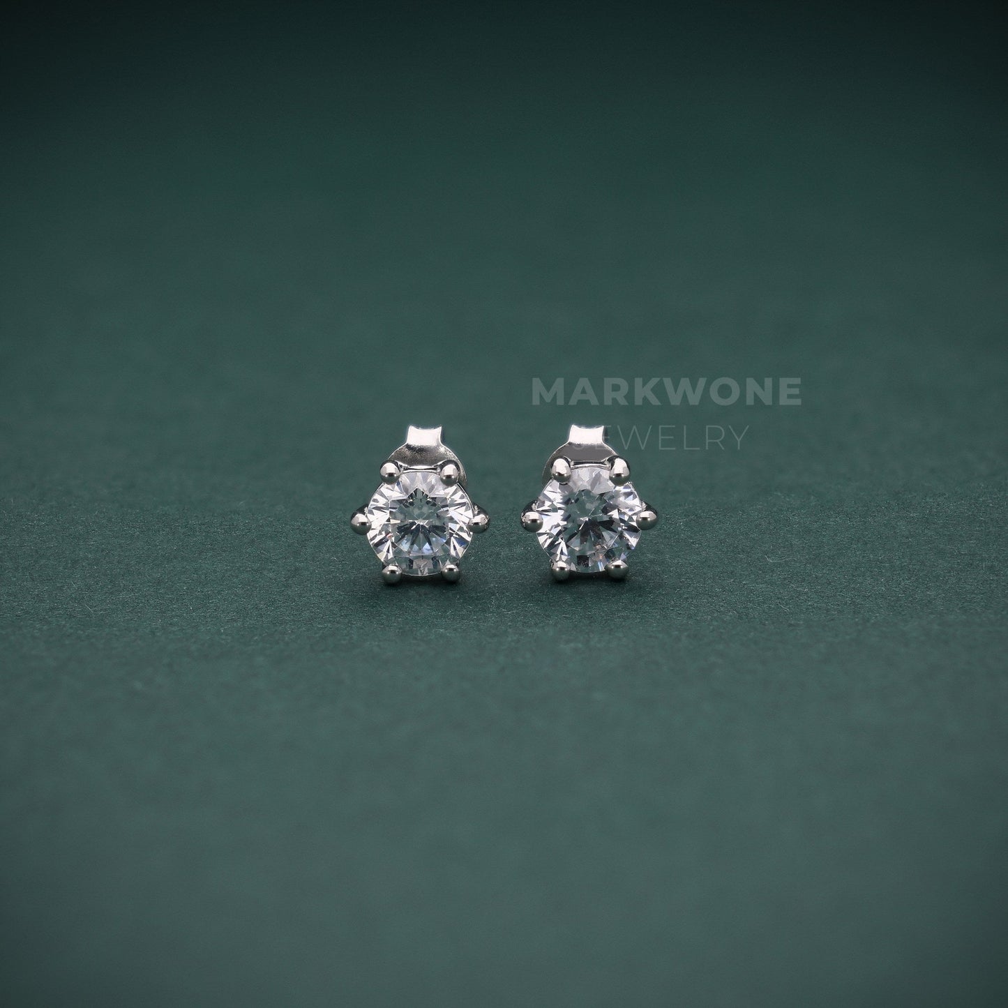Six Prong Diamond Stud Earrings