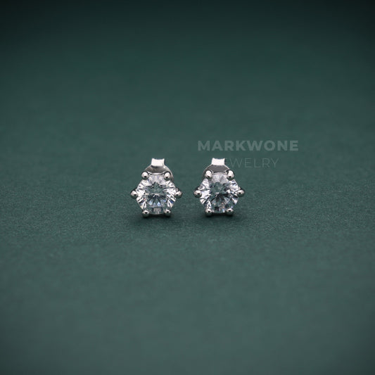 Six Prong Diamond Stud Earrings