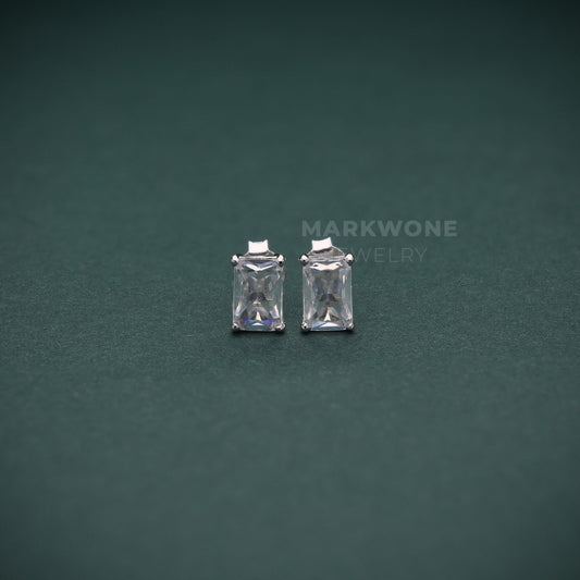 Emerald Cut Solitaire Stud Earrings
