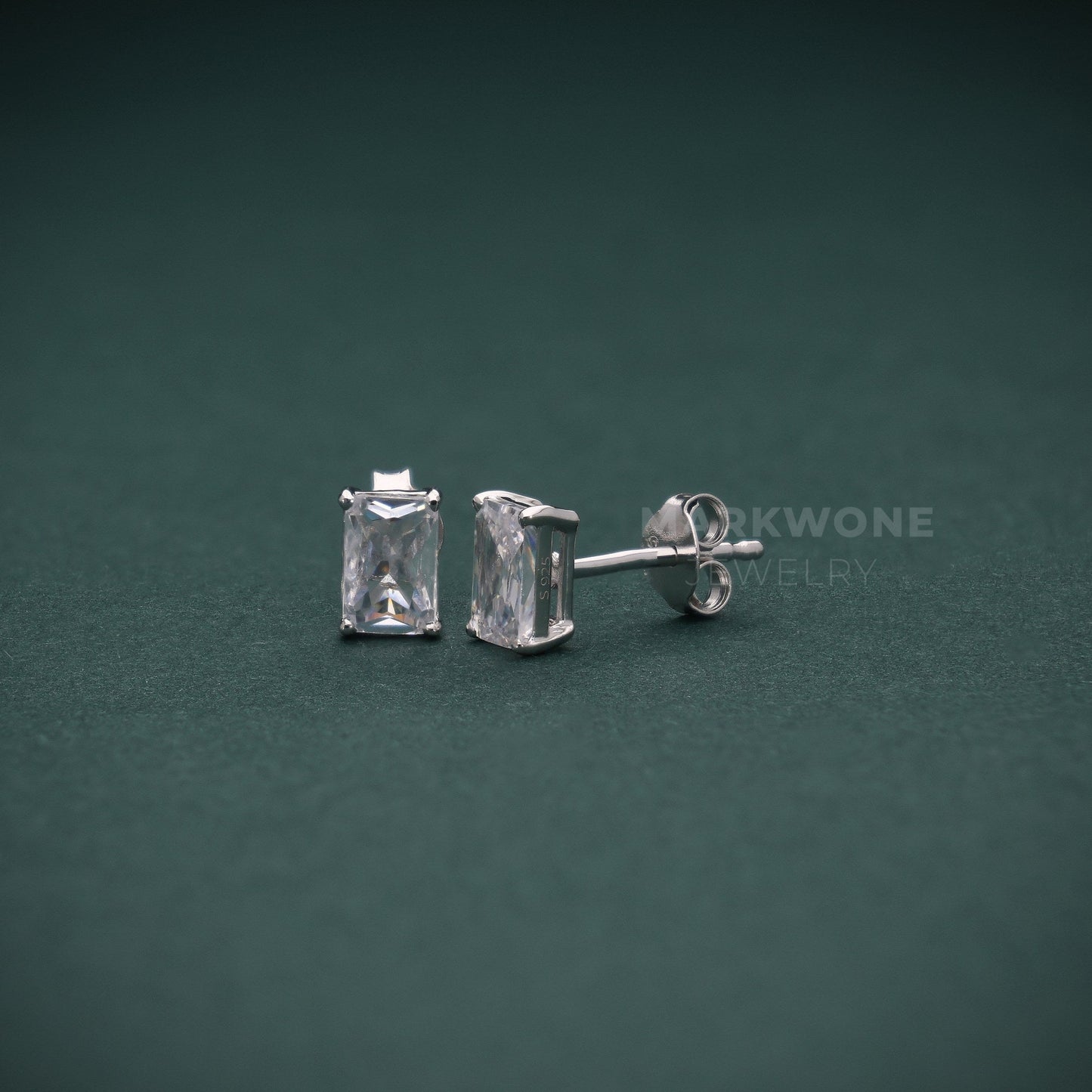 Emerald Cut Solitaire Stud Earrings