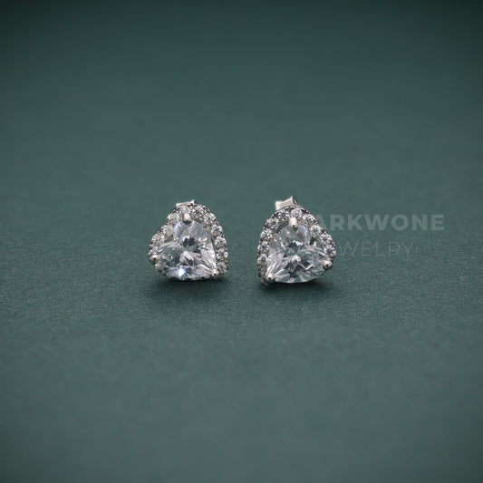 Heart-Shaped Halo Stud Earrings