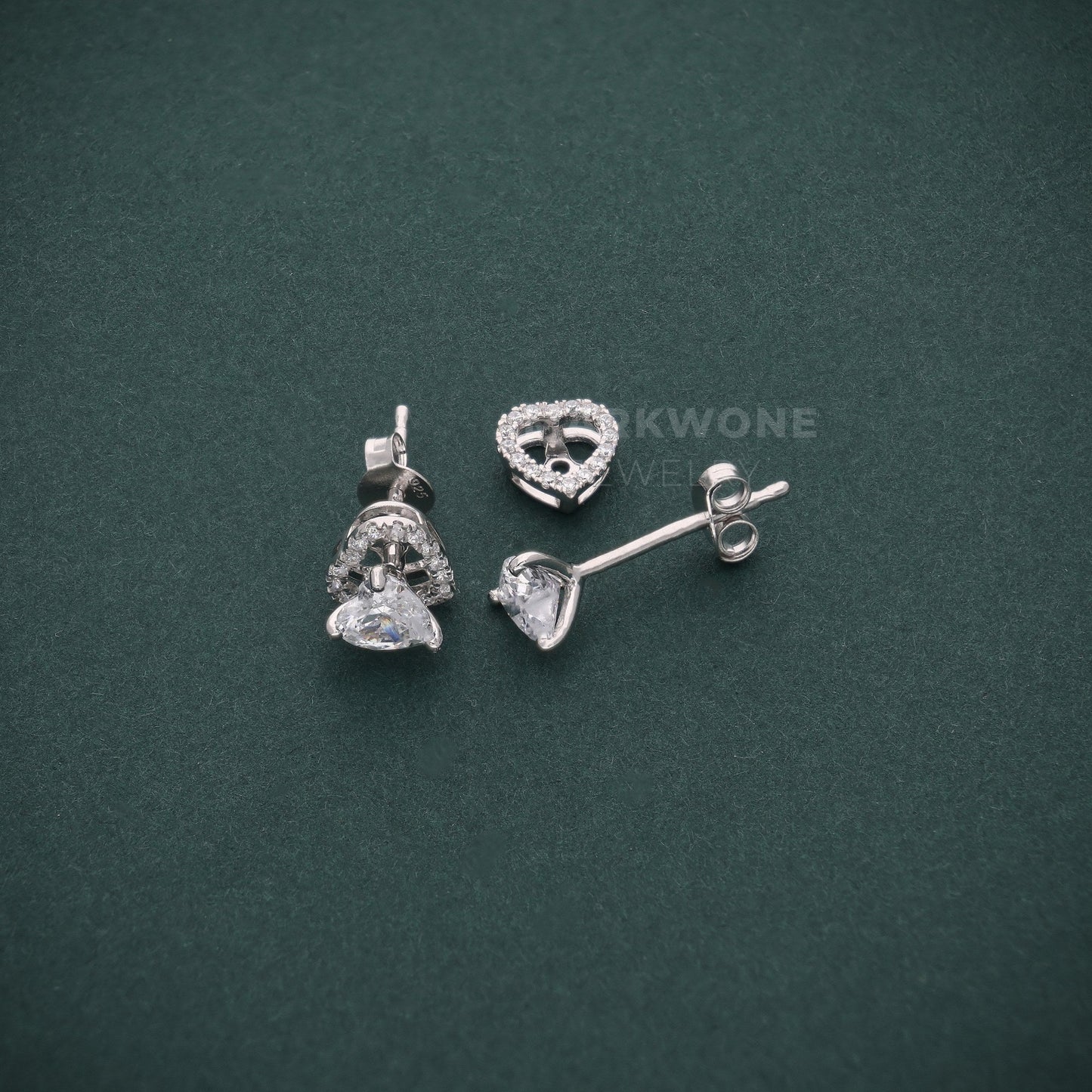 Heart-Shaped Halo Stud Earrings